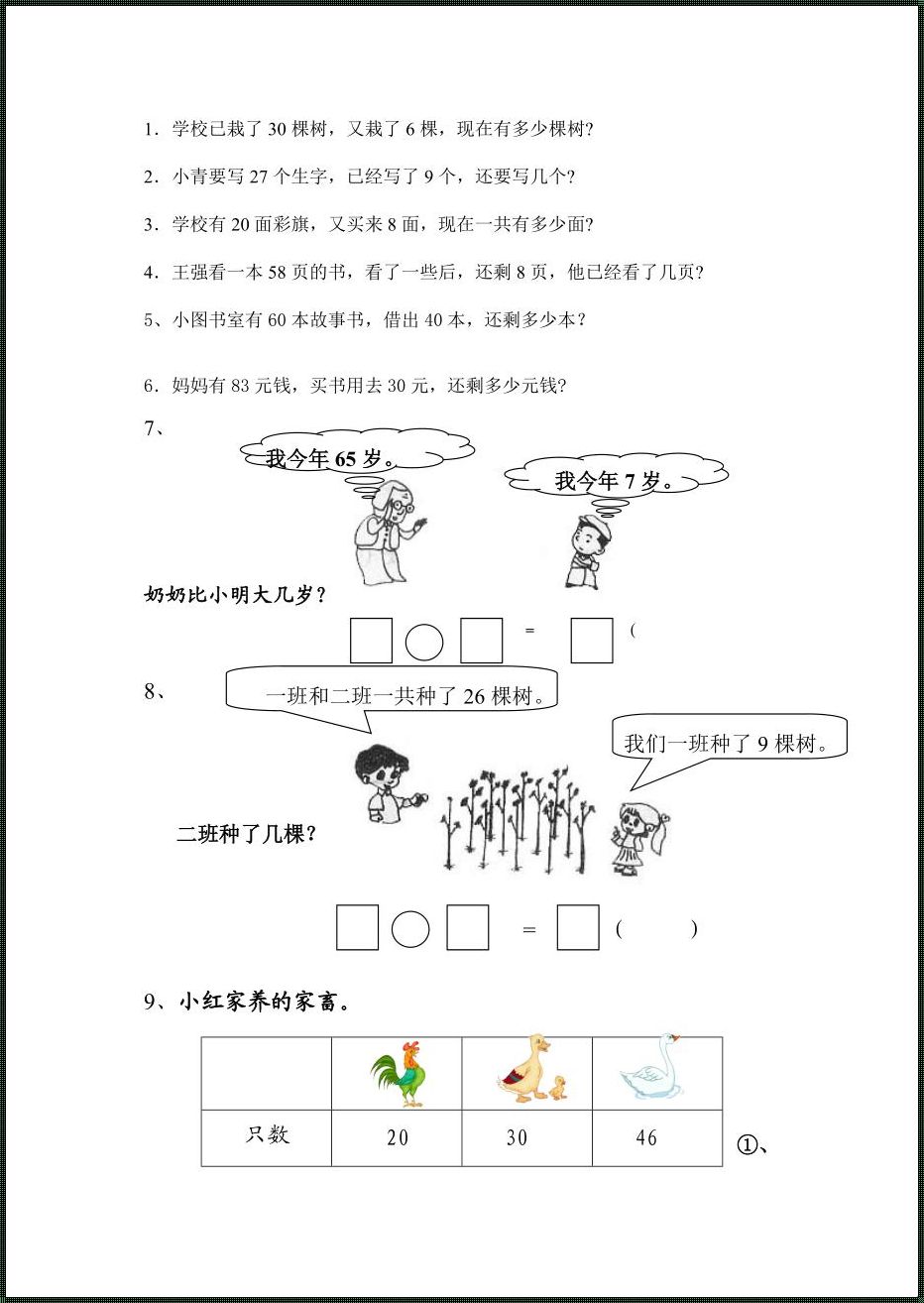 一年级下册解决问题100道人教版 一年级智力题100道答案大全