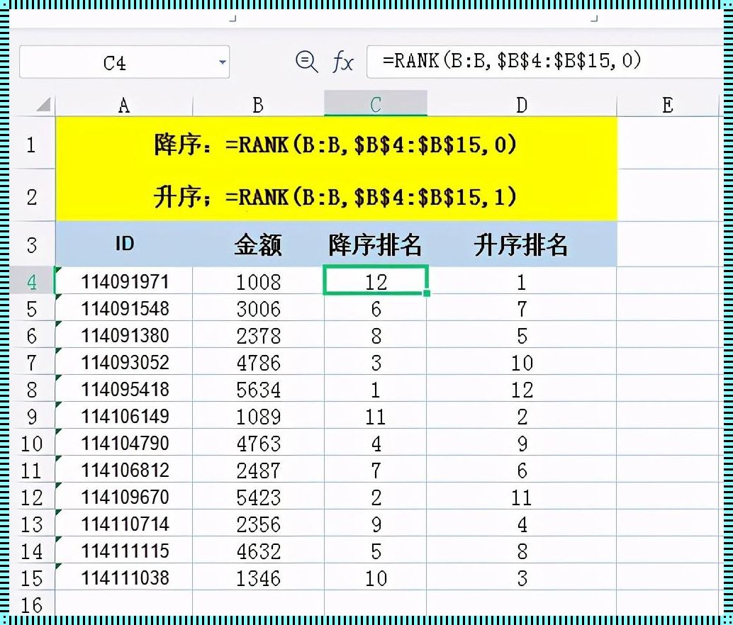 如何使用rank函数排名：怎么用rank计算名次