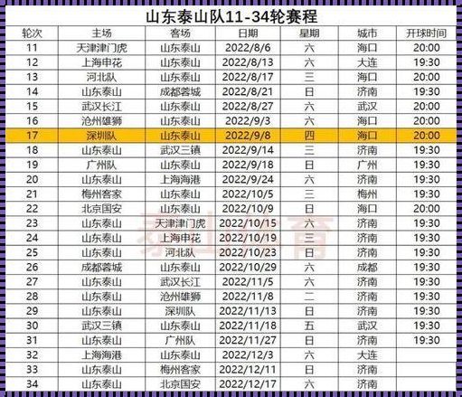 2023泰山队主场赛程表（亚冠2023赛程山东泰山）