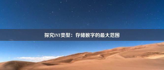 探究INT类型：存储数字的最大范围