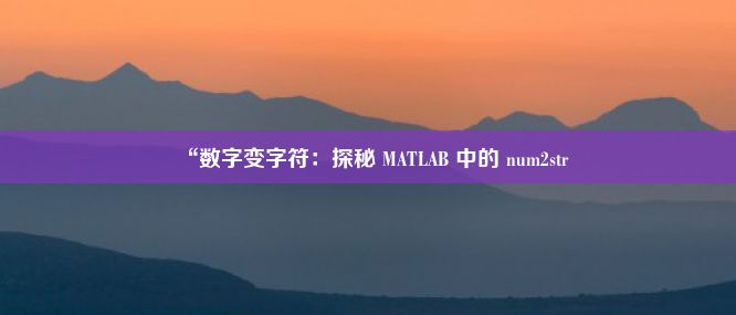 “数字变字符：探秘 MATLAB 中的 num2str