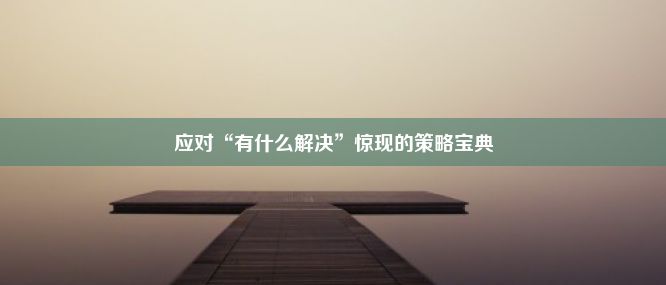 应对“有什么解决”惊现的策略宝典