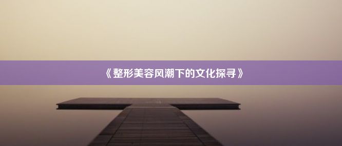 《整形美容风潮下的文化探寻》