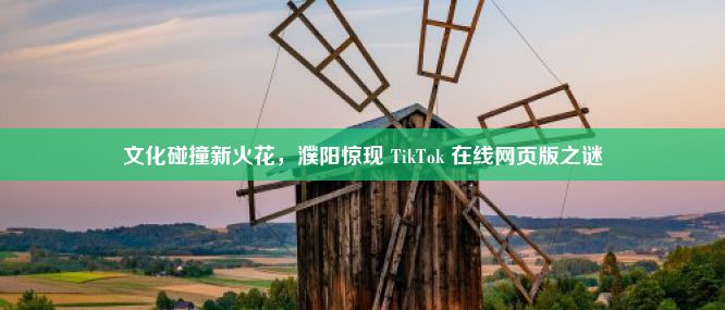 文化碰撞新火花，濮阳惊现 TikTok 在线网页版之谜