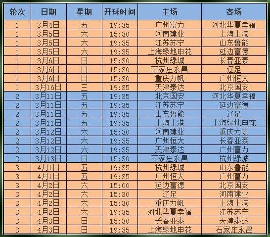 中超赛程 2023 赛程表最新版，惊喜亮相！