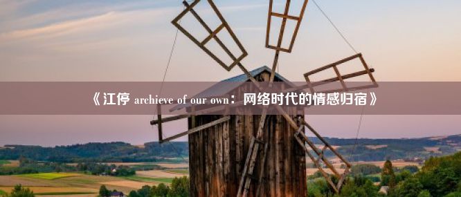 《江停 archieve of our own：网络时代的情感归宿》