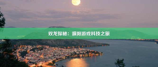 双龙探秘：濮阳游戏科技之旅