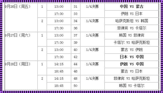 中国男足亚运会赛程抢修全面解析