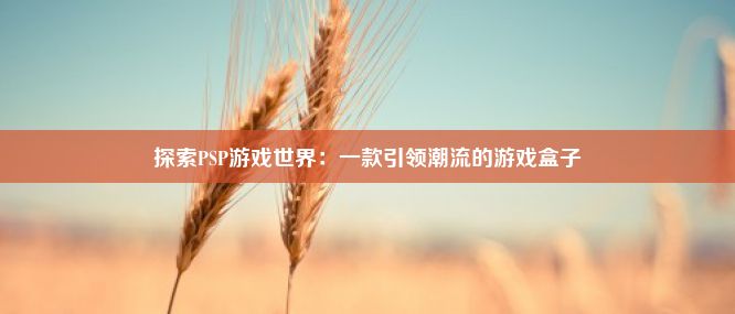 探索PSP游戏世界：一款引领潮流的游戏盒子