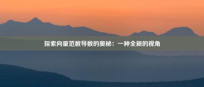 探索向量范数导数的奥秘：一种全新的视角