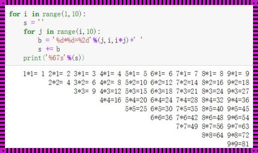 编程之旅——以 Python 绘制倒三角形的九九乘法表