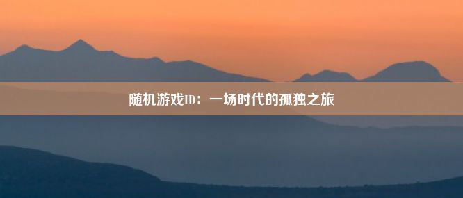 随机游戏ID：一场时代的孤独之旅