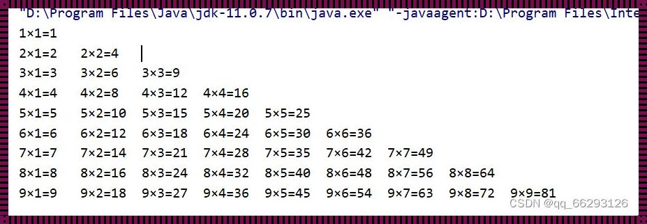 用java编写九九乘法表
