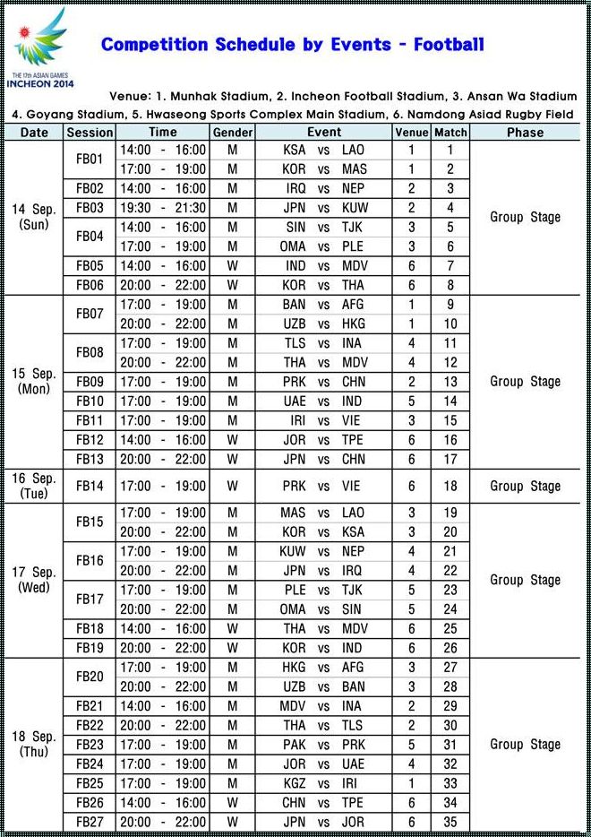 亚运足球赛程场地公布，热情观众翘首以盼