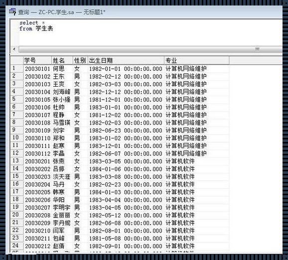 SQL创建学生信息表：学号姓名的故事