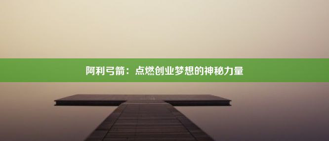 阿利弓箭：点燃创业梦想的神秘力量