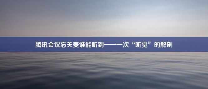 腾讯会议忘关麦谁能听到——一次“听觉”的解剖