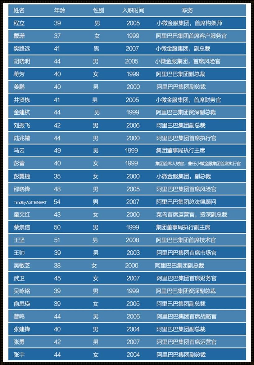 阿里巴巴中层管理人员名单：独特视角下的深度解读