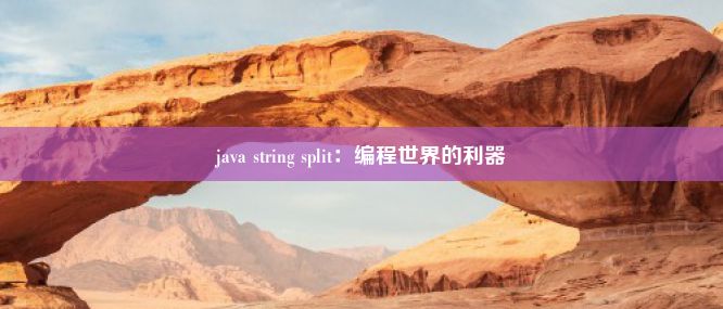 java string split：编程世界的利器