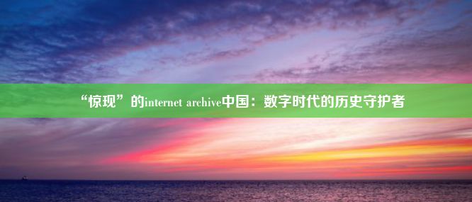 “惊现”的internet archive中国：数字时代的历史守护者