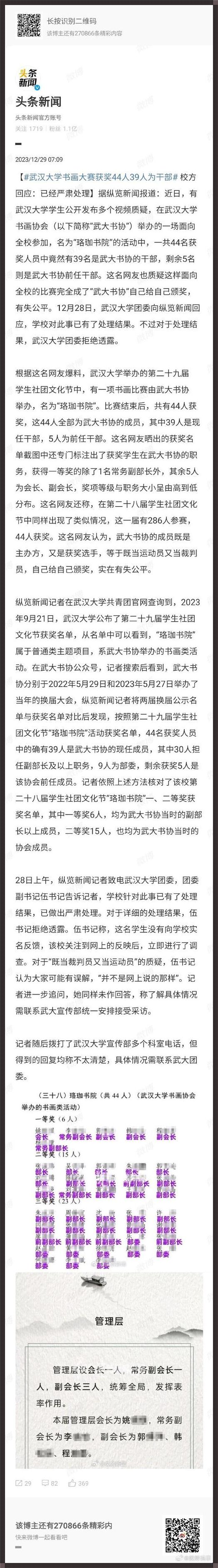 武大书画大赛获奖44人39人为干部：一场文化与权力的盛宴