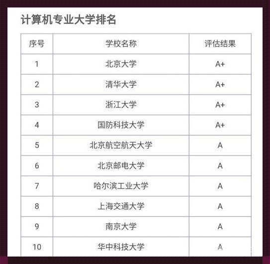 计算机专业大学排名一览表震惊！国内知名学府位列前茅