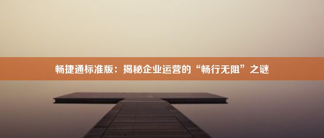 畅捷通标准版：揭秘企业运营的“畅行无阻”之谜