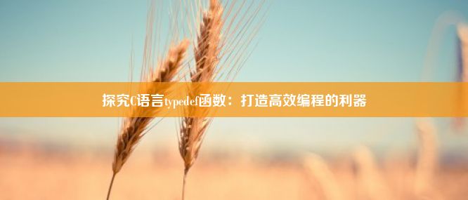 探究C语言typedef函数：打造高效编程的利器