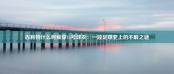 古利特什么时候穿15号球衣：一段足球史上的不解之谜