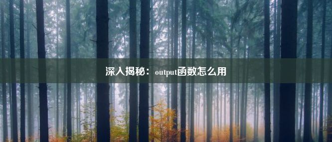 深入揭秘：output函数怎么用