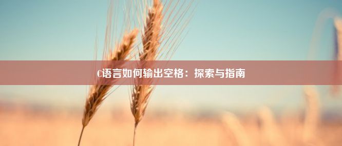 C语言如何输出空格：探索与指南