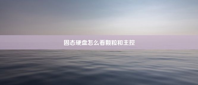 固态硬盘怎么看颗粒和主控