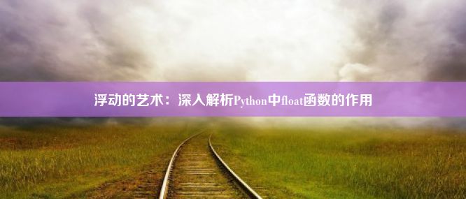 浮动的艺术：深入解析Python中float函数的作用