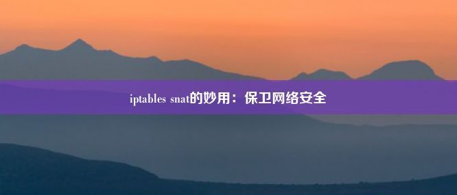 iptables snat的妙用：保卫网络安全