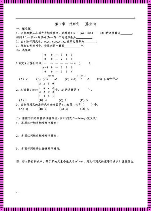 大一行列式例题及解析：性价比的深度探讨