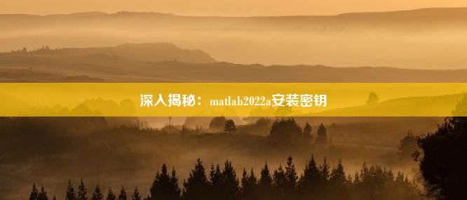 深入揭秘：matlab2022a安装密钥