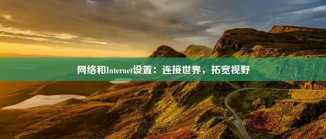 网络和Internet设置：连接世界，拓宽视野