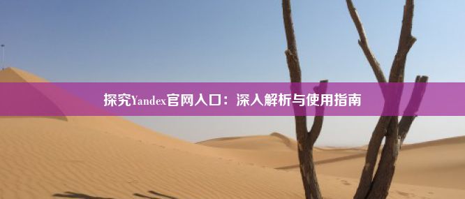 探究Yandex官网入口：深入解析与使用指南