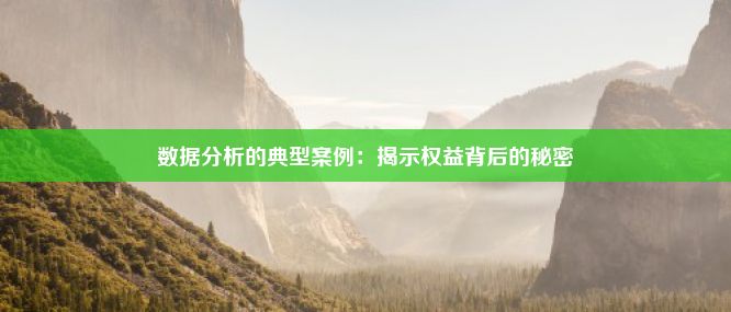 数据分析的典型案例：揭示权益背后的秘密