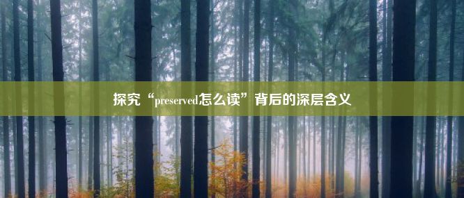 探究“preserved怎么读”背后的深层含义