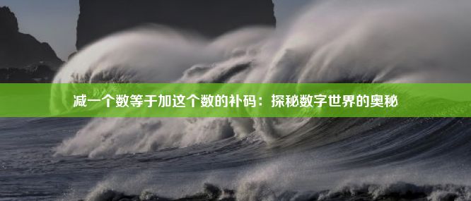 减一个数等于加这个数的补码：探秘数字世界的奥秘