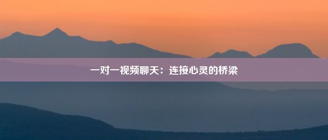 一对一视频聊天：连接心灵的桥梁