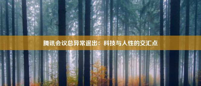 腾讯会议总异常退出：科技与人性的交汇点