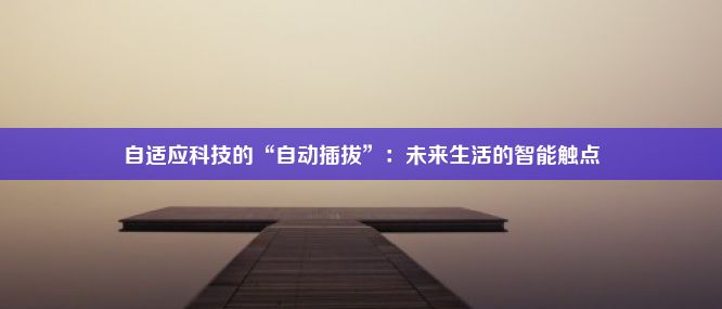 自适应科技的“自动插拔”：未来生活的智能触点