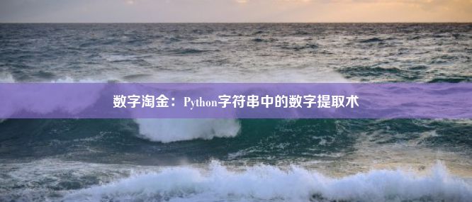 数字淘金：Python字符串中的数字提取术