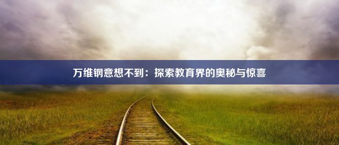 万维钢意想不到：探索教育界的奥秘与惊喜