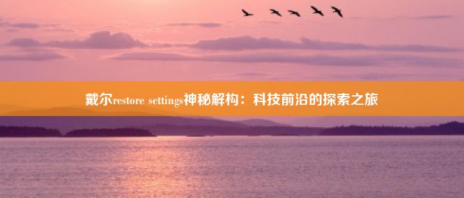 戴尔restore settings神秘解构：科技前沿的探索之旅