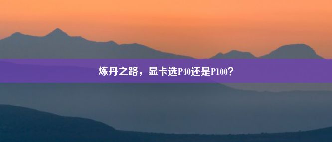 炼丹之路，显卡选P40还是P100？