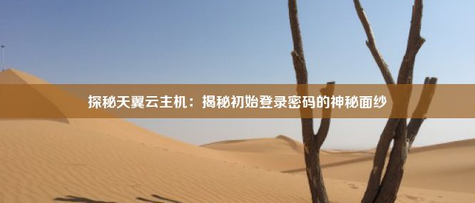 探秘天翼云主机：揭秘初始登录密码的神秘面纱