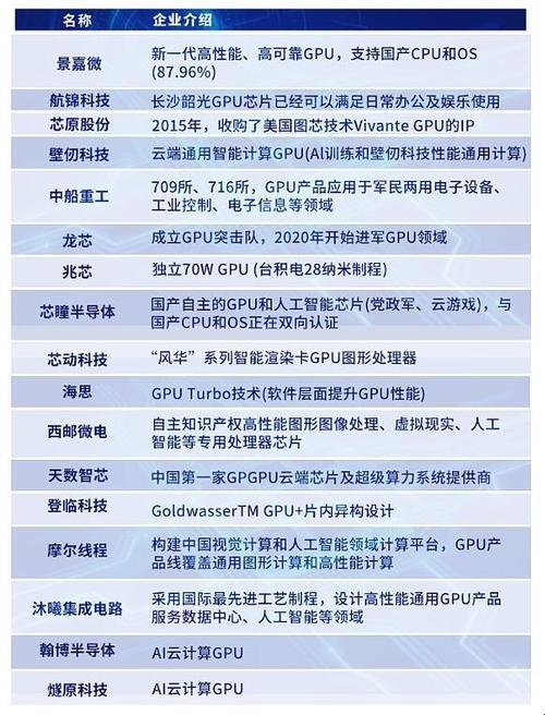 国内GPU龙头企业：揭秘科技领域的璀璨明星